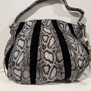 Aimee Kestenberg Tuscany Hobo Purse Shoulder Bag Suede Animal Print Leather